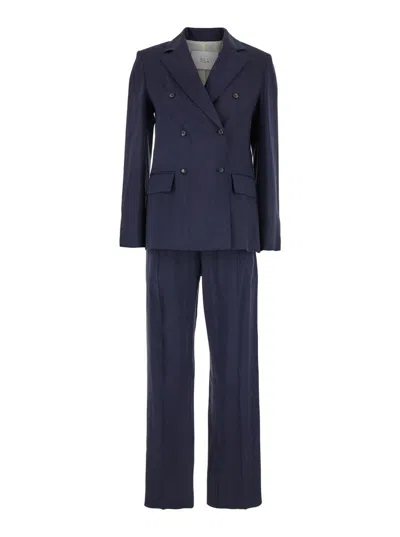 TELA BLUE DOUBLE-BREASTED SUIT WITH NOTCHED REVERS