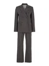 Tela Brown Double-breasted Suit With Notched Revers In Linen And Viscose Stretch Blend Woman In Brown