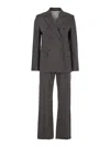 Tela Brown Double-breasted Suit With Notched Revers In Linen And Viscose Stretch Blend Woman In Brown