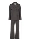 Tela Brown Double-breasted Suit With Notched Revers In Linen And Viscose Stretch Blend Woman In Brown