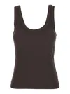 Shop Tela Brown Sleeveless Top With Round Neck And Ribbed Knit In Cotton Blend Woman