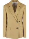 Tela Single-breasted Blazer With Side Button Closure In Miele In Neutrals