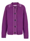 Tela Button-fastening Long-sleeve Cardigan In Pink