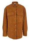 Tela Brown Jacket With Classic Collar In Suede Woman In Brown