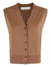Tela Button-front Sleeveless Cardigan In Brown