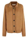 Tela Violet Cardigan With Polo Collar And Button Closure In Brown
