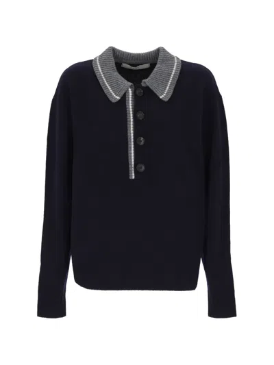 Tela Button-fastening Wool Sweater In Blue