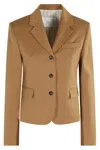 Tela Caramel Canvas Jacket With Classic Lapel In Brown
