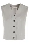 Tela Cement-textured Sleeveless Gilet With Adjustable Back Closure