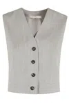Tela Cement-textured Sleeveless Gilet With Adjustable Back Closure In Grey