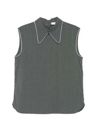 Tela Check Piped-trim Top In Gray