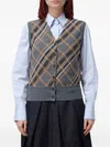 Tela Check-pattern Button-up Vest In Gray