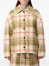 Tela Check-pattern Peter-pan Collar Jacket In Green