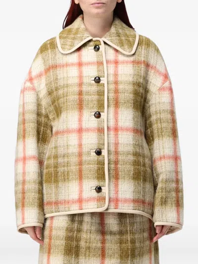 TELA CHECK-PATTERN PETER-PAN COLLAR JACKET