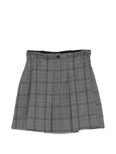 Tela Check-pattern Pleated Mini Skirt In Gray