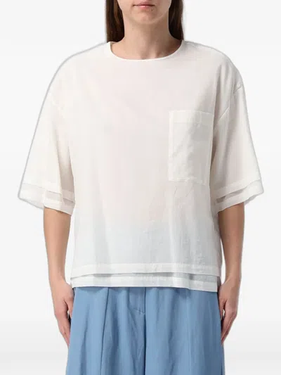Tela Chest-pocket Drop-shoulder Blouse In White