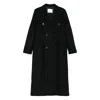 Tela Double-breasted Coat In Black