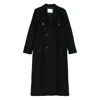Tela Double-breasted Coat In Black