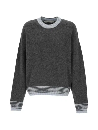 Tela Contrast-trim Striped-cuff Sweater In Gray