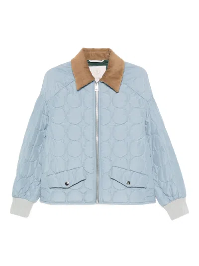 Tela Corduroy-collar Quilted Jacket In Blue