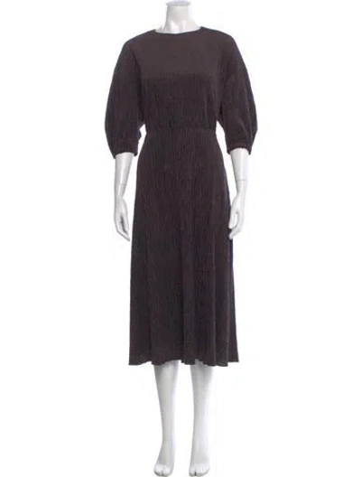 Pre-owned Tela Crew Neck Long Dress In Multi