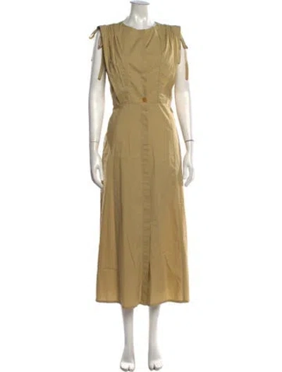 Pre-owned Tela Crew Neck Long Dress In Neutrals