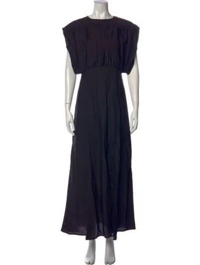Pre-owned Tela Crew Neck Long Dress W/ Tags In Brown