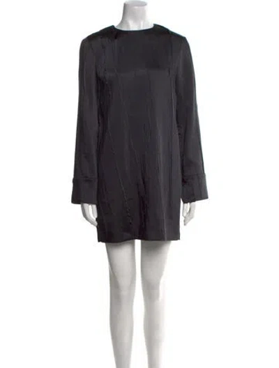 Pre-owned Tela Crew Neck Mini Dress In Black