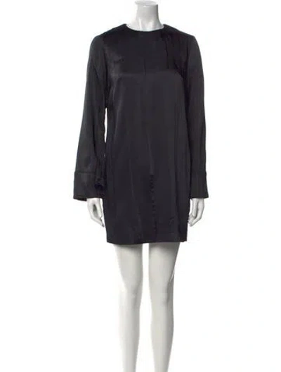 Pre-owned Tela Crew Neck Mini Dress In Black