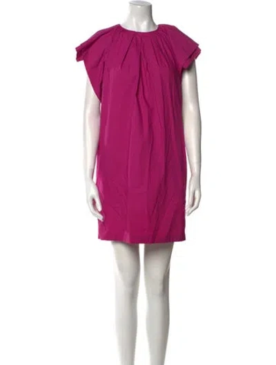 Pre-owned Tela Crew Neck Mini Dress In Pink