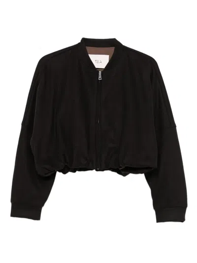 TELA CROP-LENGTH BOMBER JACKET