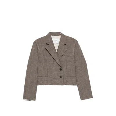 Tela Cropped Double-breasted Jacket In Brown