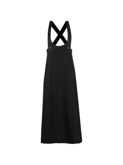 Tela Cross-back Button-detail Maxi Dress In Black