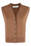 Tela Button-front Sleeveless Cardigan In Brown