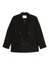 Tela Double-breasted Blazer In Black