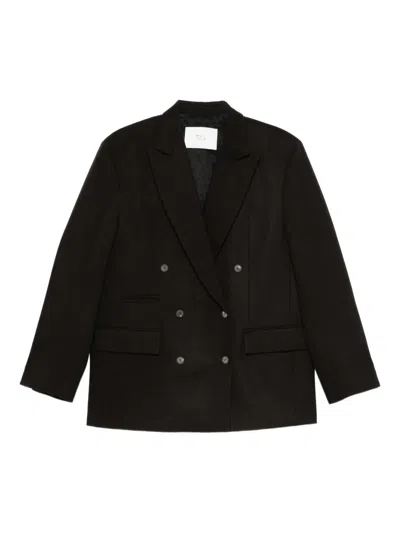 Tela Double-breasted Blazer In Black