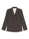 Tela Double-breasted Blazer In Brown