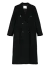 Tela Double-breasted Coat In Black