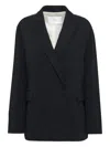 Tela Double-breasted Jacket In Black