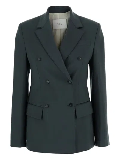 TELA DOUBLE-BREASTED PEAK-LAPEL BLAZER