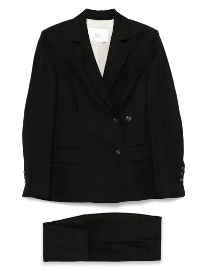 Tela Double-breasted Suit In Schwarz