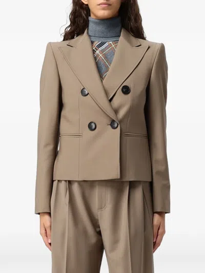 Tela Double-breasted Wool Blazer In Animal Print