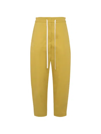 Tela Mustard Yellow Pantalone Disco Track Pants In Gold