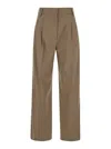 TELA EDAMAME BEIGE PANTS WITH BELT LOOPS AND PENCES IN WOOL BLEND STRETCH WOMAN