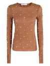 Tela Elegant Long-sleeved Sweater With Rhinestone Application In Burgundy