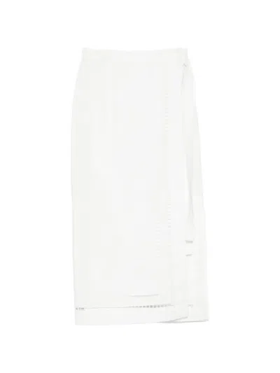 Tela Embroidered Midi Skirt In White