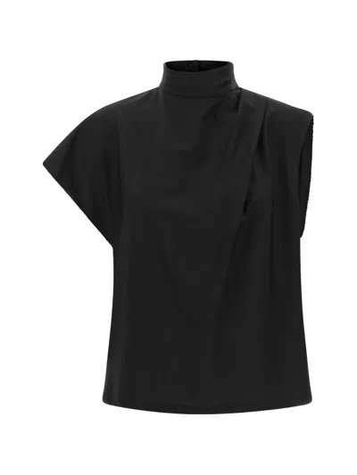 Tela Eva Draped Shirt In Black
