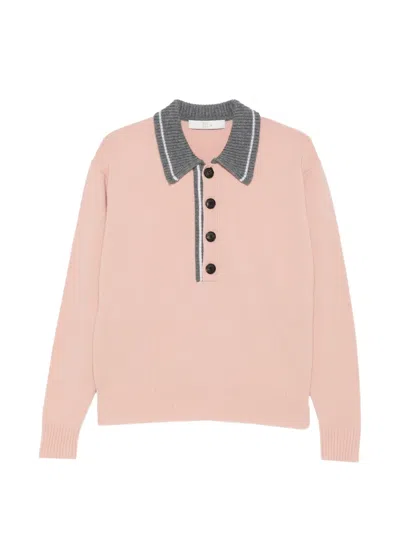 Tela Farida Polo Sweater In Pink