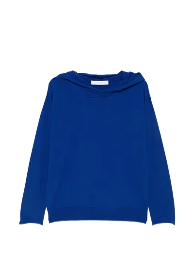 Tela Fein Gestrickter Hoodie In Blue