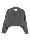 Tela Flannel Cropped Bomber Jacket In Gray